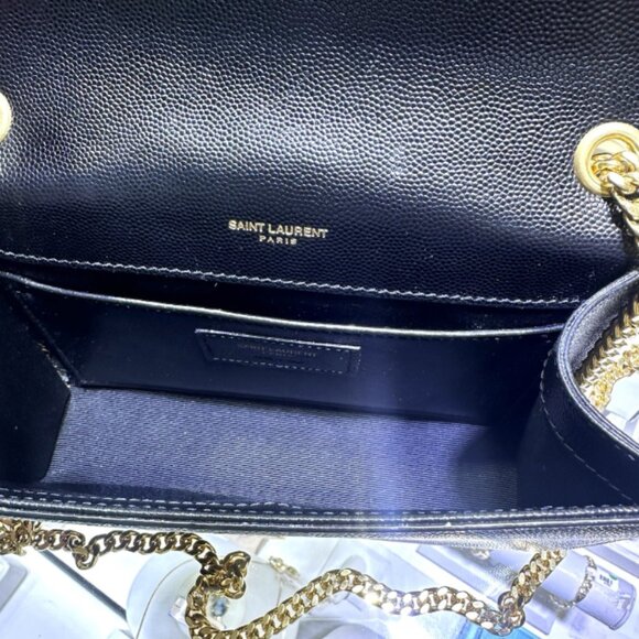 OPEN BOX - Saint Laurent Black Grain de Poudre Monogram Kate Small Shoulder Bag - Picture 6 of 7